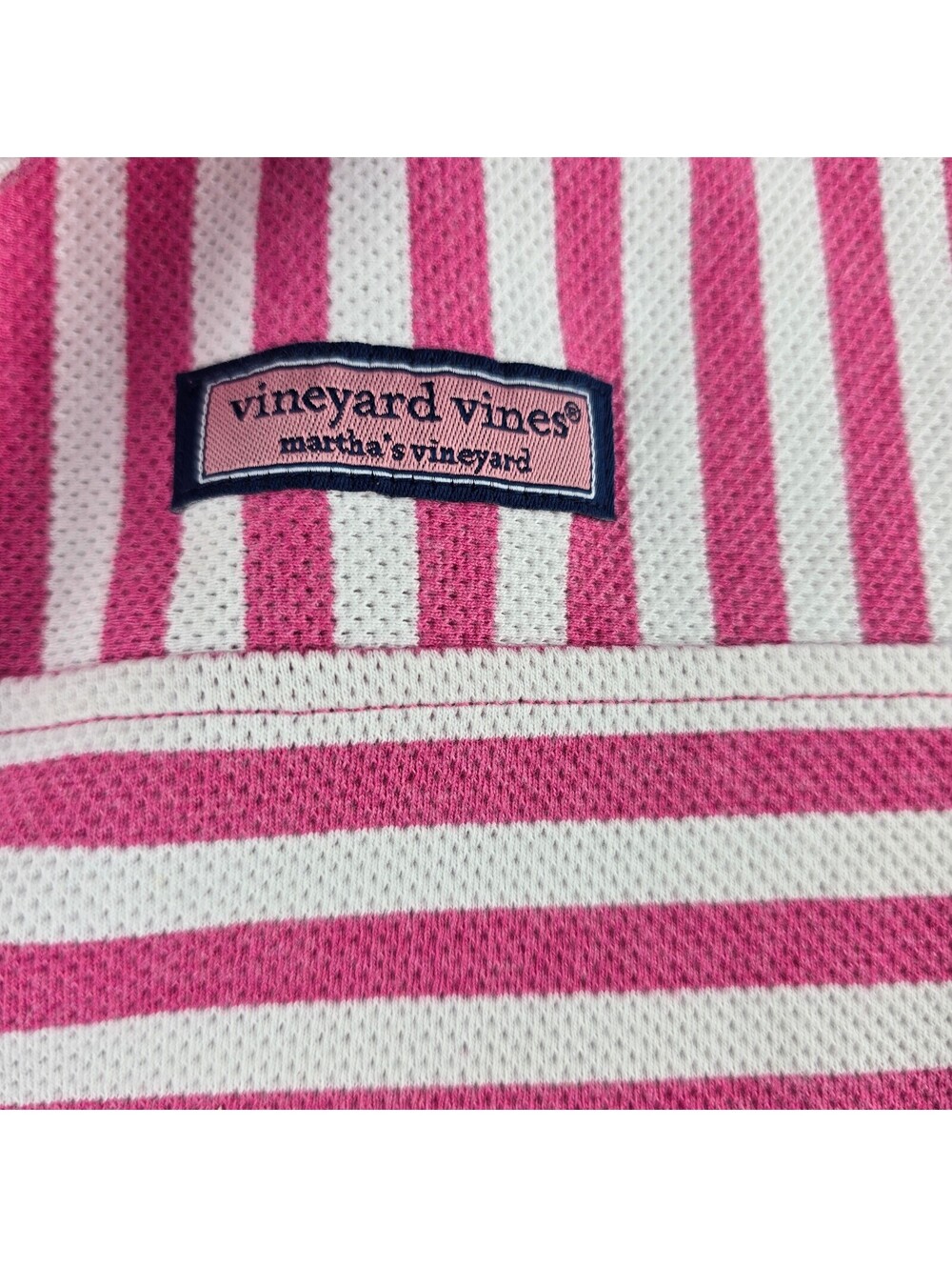 Vineyard Vines Pink White Striped Quarter Zip Pullover Women’s XL - Picture 4 of 10